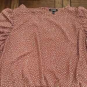 Express Women's Blouse in Pink and White Dots